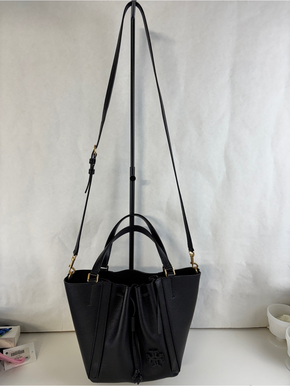 Black leather Tory Burch McGraw Dragonfly Bag